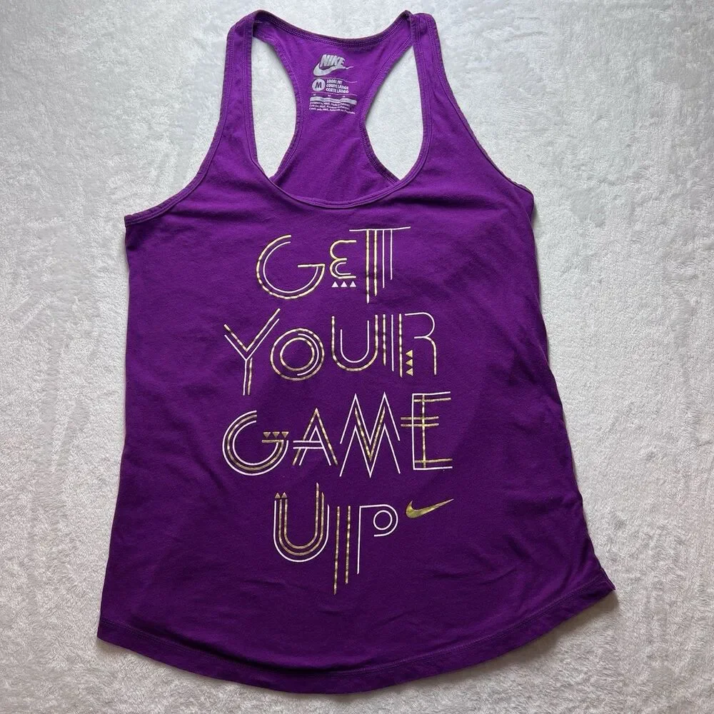 Nike Women’s Medium Purple Racerback Tank Top Get Your Game Up Loose Fit